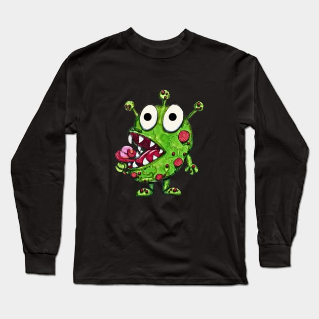 Funny Green Monster Long Sleeve T-Shirt by IVNK